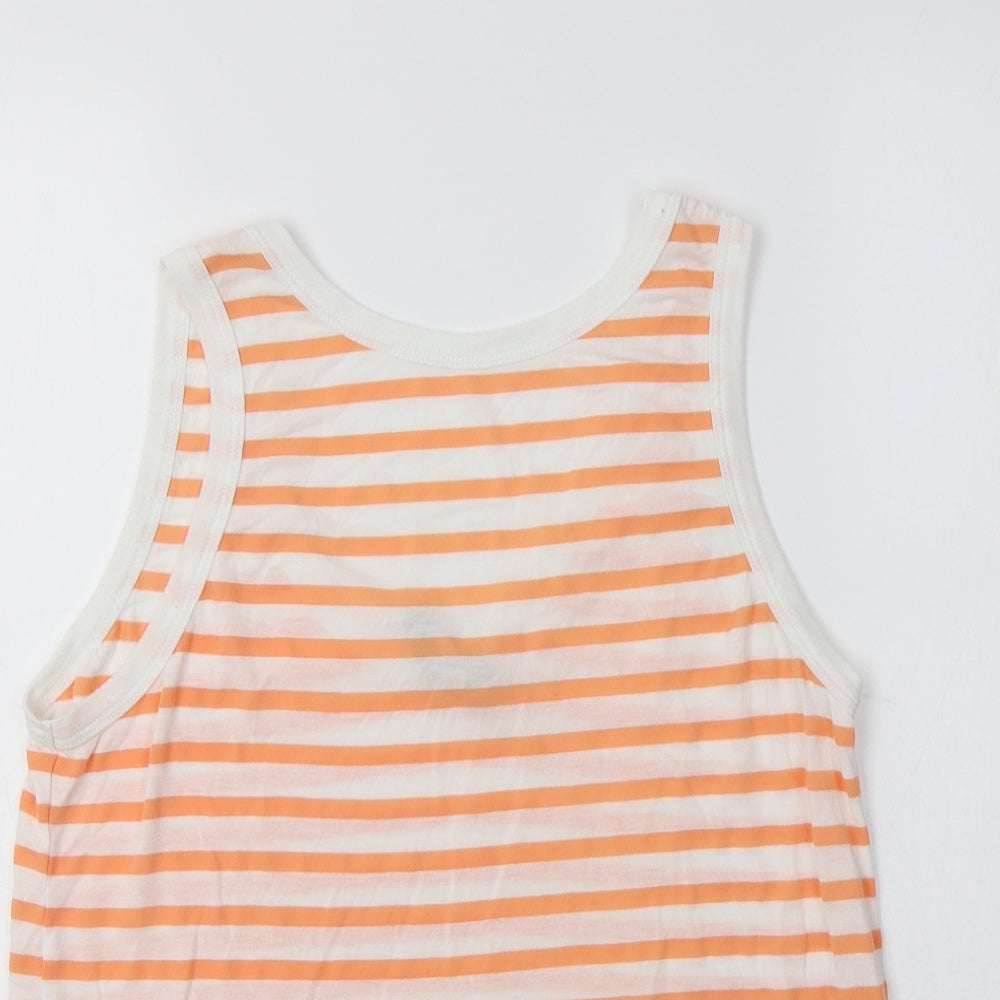ASOS Womens Orange Striped Viscose Basic Tank Size 6 Scoop Neck
