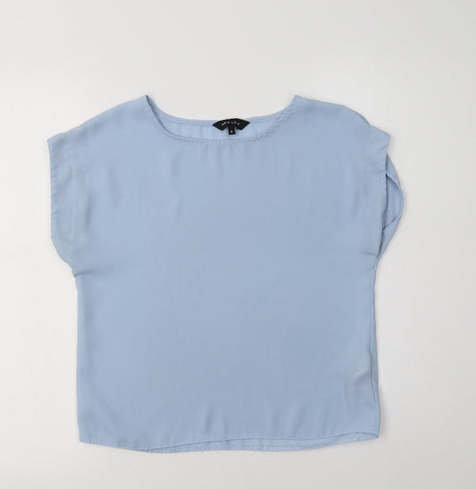 New Look Womens Blue  Polyester Basic Blouse Size 6 Round Neck