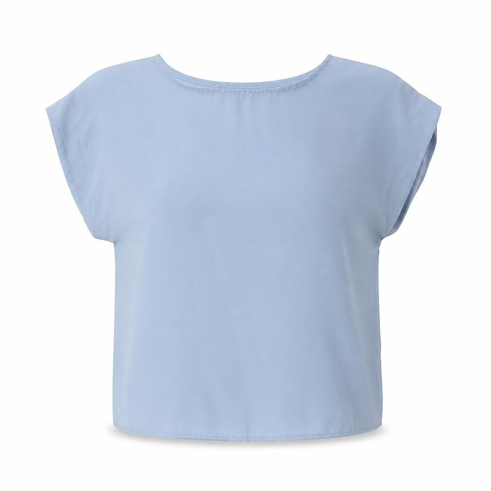 New Look Womens Blue  Polyester Basic Blouse Size 6 Round Neck