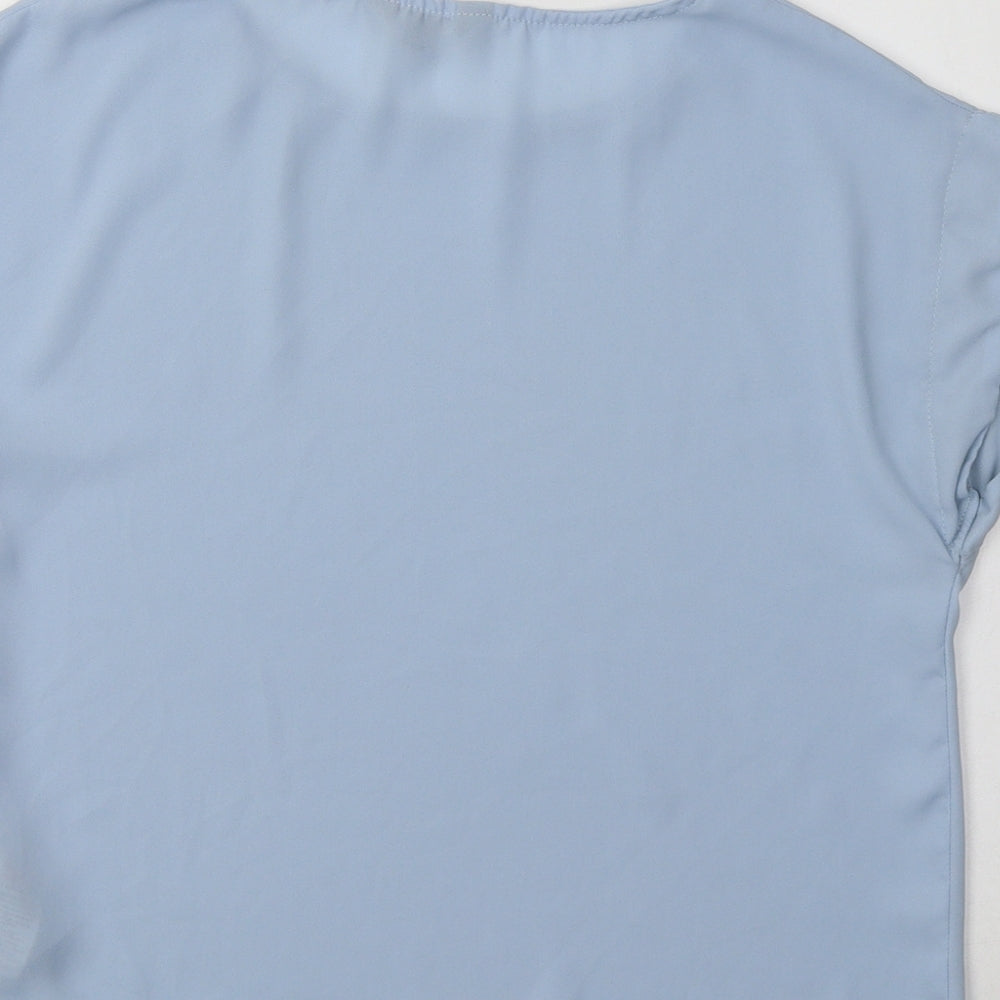 New Look Womens Blue  Polyester Basic Blouse Size 6 Round Neck