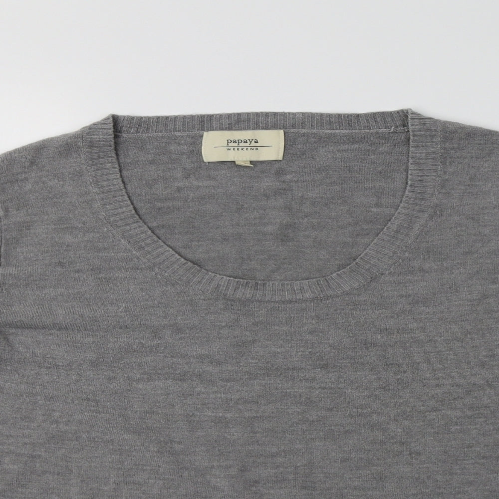 Papaya Womens Grey Scoop Neck  Acrylic Pullover Jumper Size 14