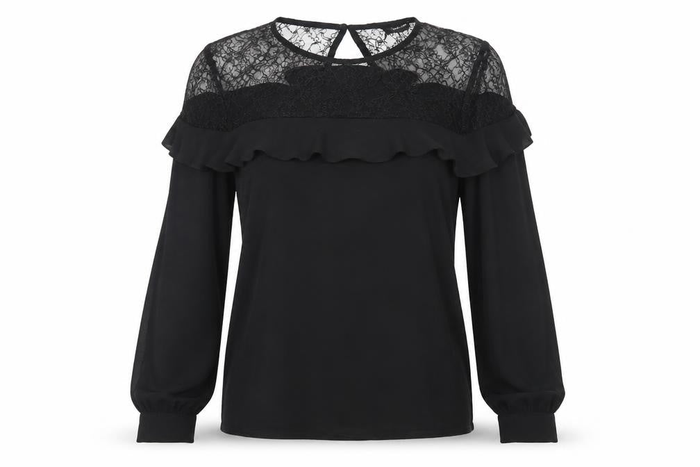 New Look Womens Black  Nylon Basic Blouse Size 8 Round Neck
