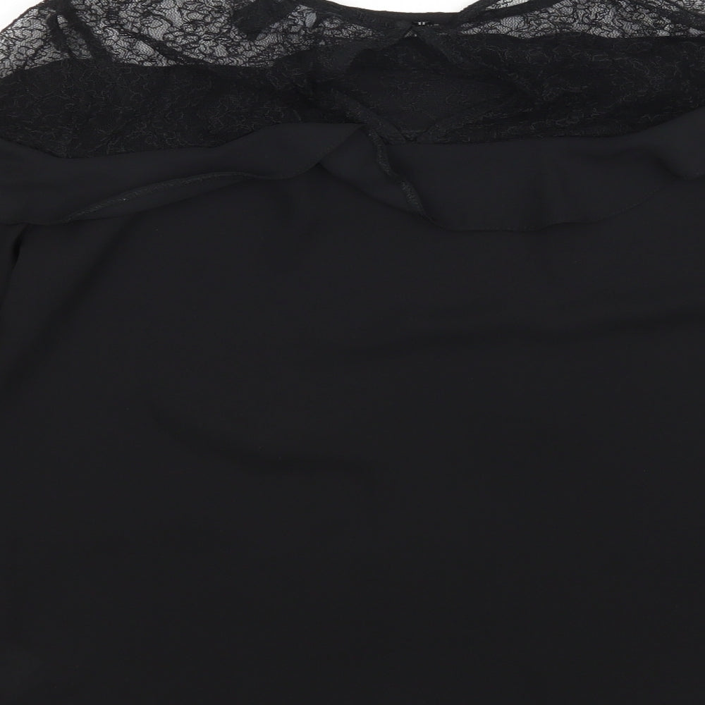 New Look Womens Black  Nylon Basic Blouse Size 8 Round Neck