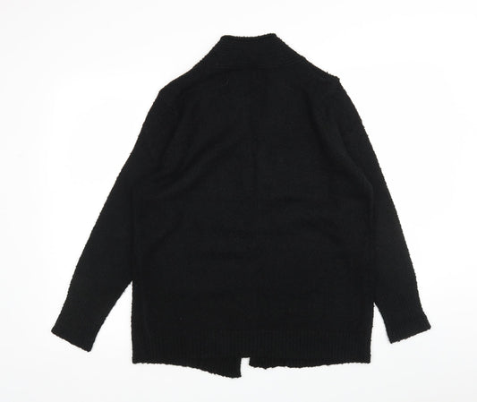 M&Co Womens Black V-Neck  Acrylic Wrap Jumper Size 16