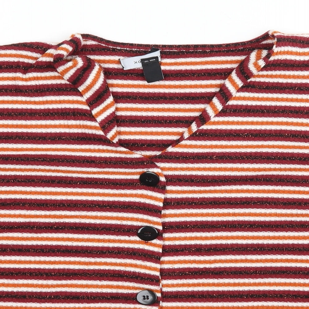 New Look  Womens Multicoloured V-Neck Striped Polyester Cardigan Jumper Size S