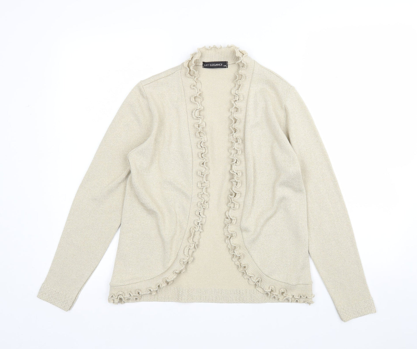 Just Elegance Womens Beige V-Neck  Acrylic Cardigan Jumper Size S