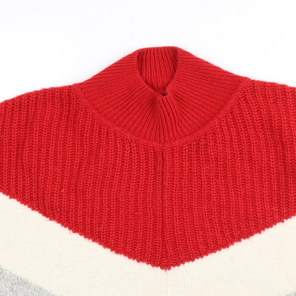 M&S Womens Multicoloured High Neck  Cotton Pullover Jumper Size M