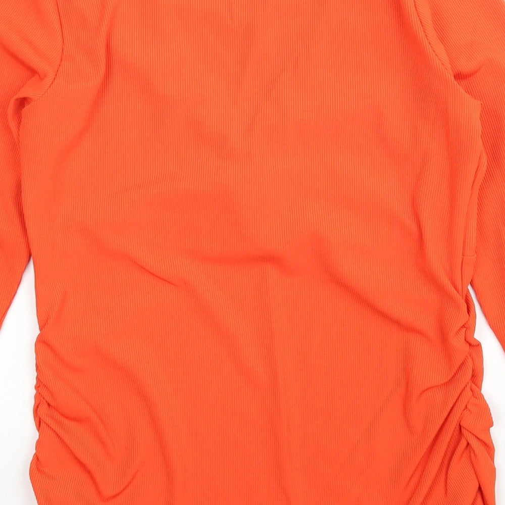 Blooming Marvellous Womens Orange  Polyester Basic Blouse Size S Round Neck