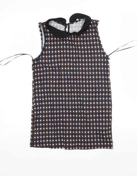New Look Womens Multicoloured Argyle/Diamond Viscose Basic Blouse Size 8 Collared