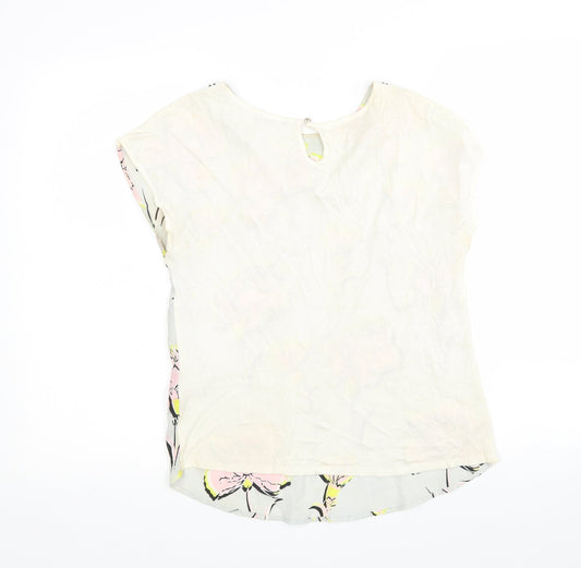Warehouse Womens Multicoloured Floral Viscose Basic Blouse Size 10 Round Neck