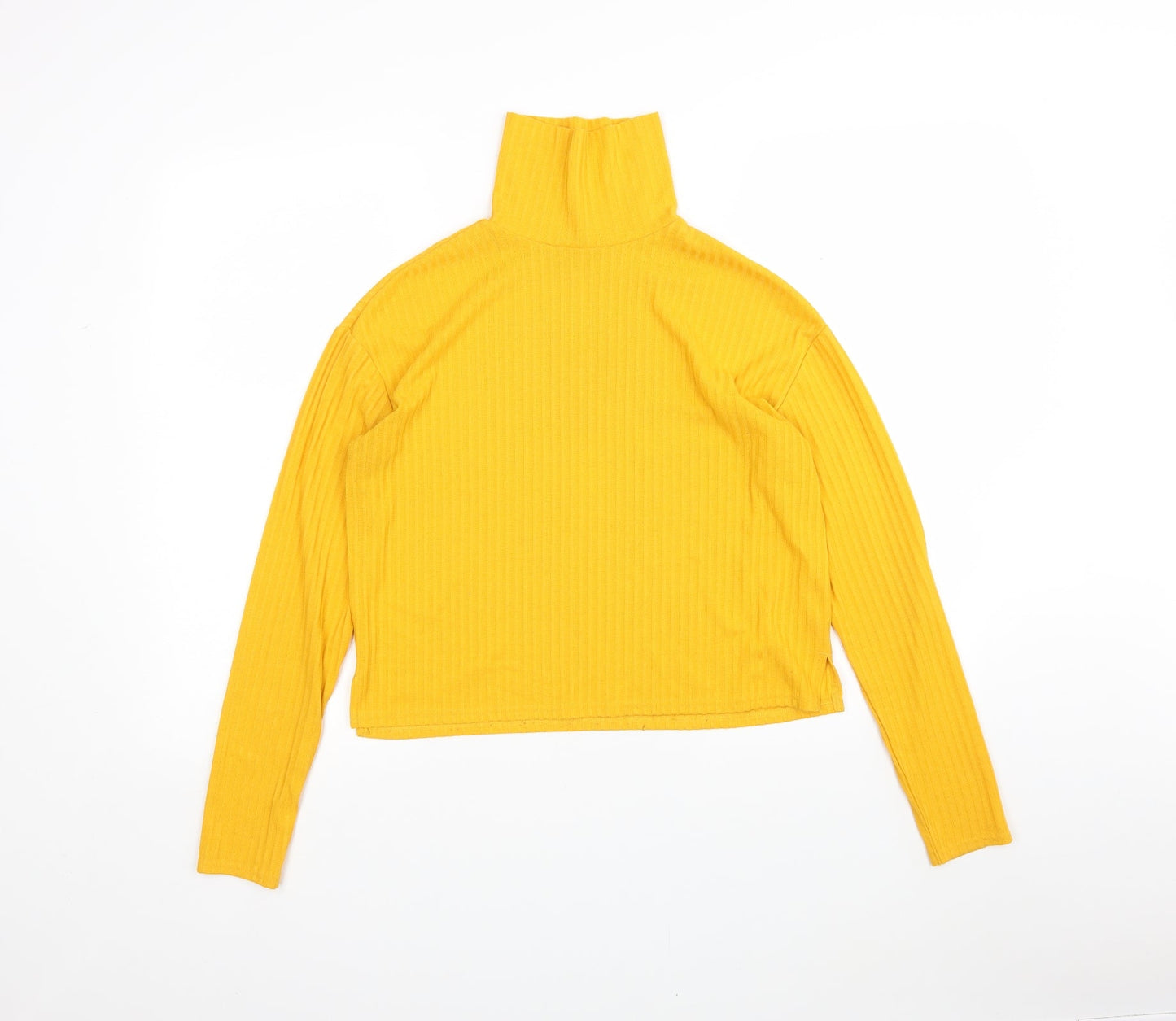 H&M Womens Yellow   Basic T-Shirt Size S Roll Neck