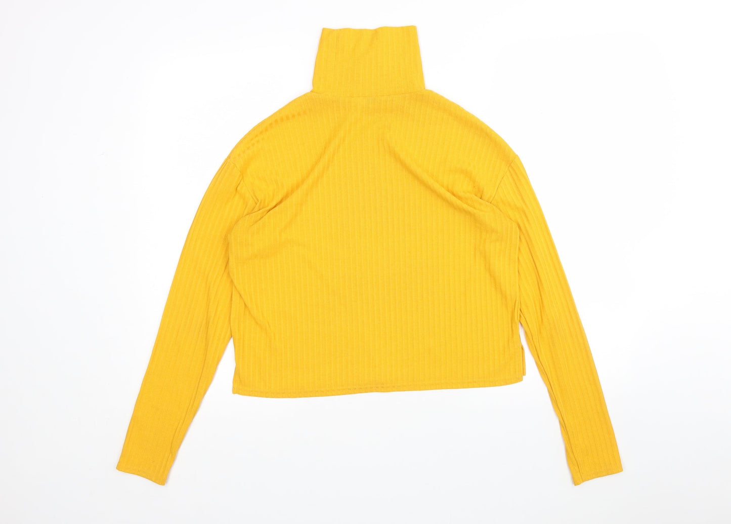 H&M Womens Yellow   Basic T-Shirt Size S Roll Neck
