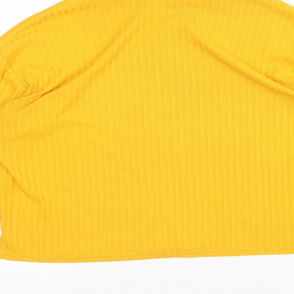 H&M Womens Yellow   Basic T-Shirt Size S Roll Neck