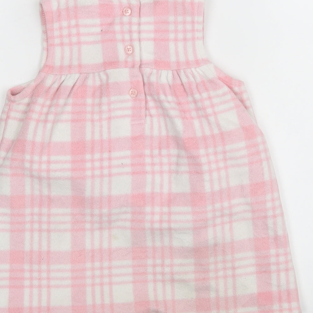 George Girls Multicoloured Check Polyester Pinafore/Dungaree Dress  Size 6-9 Months  Round Neck
