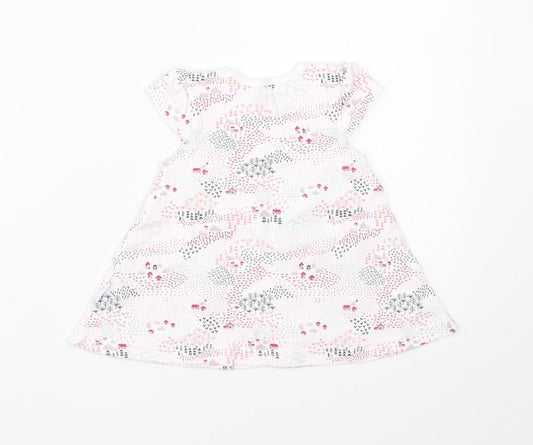 Juniors Girls White  Cotton A-Line  Size 0-3 Months  Round Neck