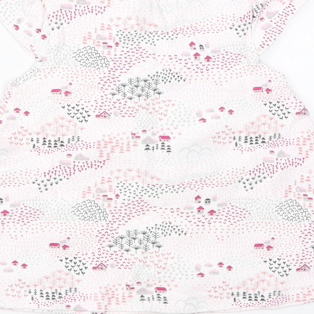 Juniors Girls White  Cotton A-Line  Size 0-3 Months  Round Neck