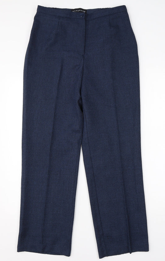 Wardrobe Womens Blue  Polyester Dress Pants Trousers Size 14 L28 in Regular