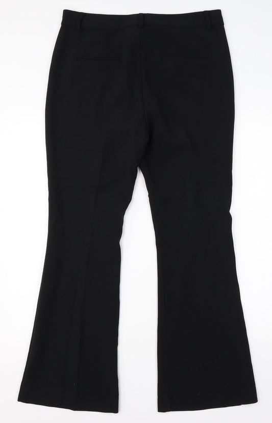 M&S Womens Black  Viscose Dress Pants Trousers Size 12 L27 in Regular