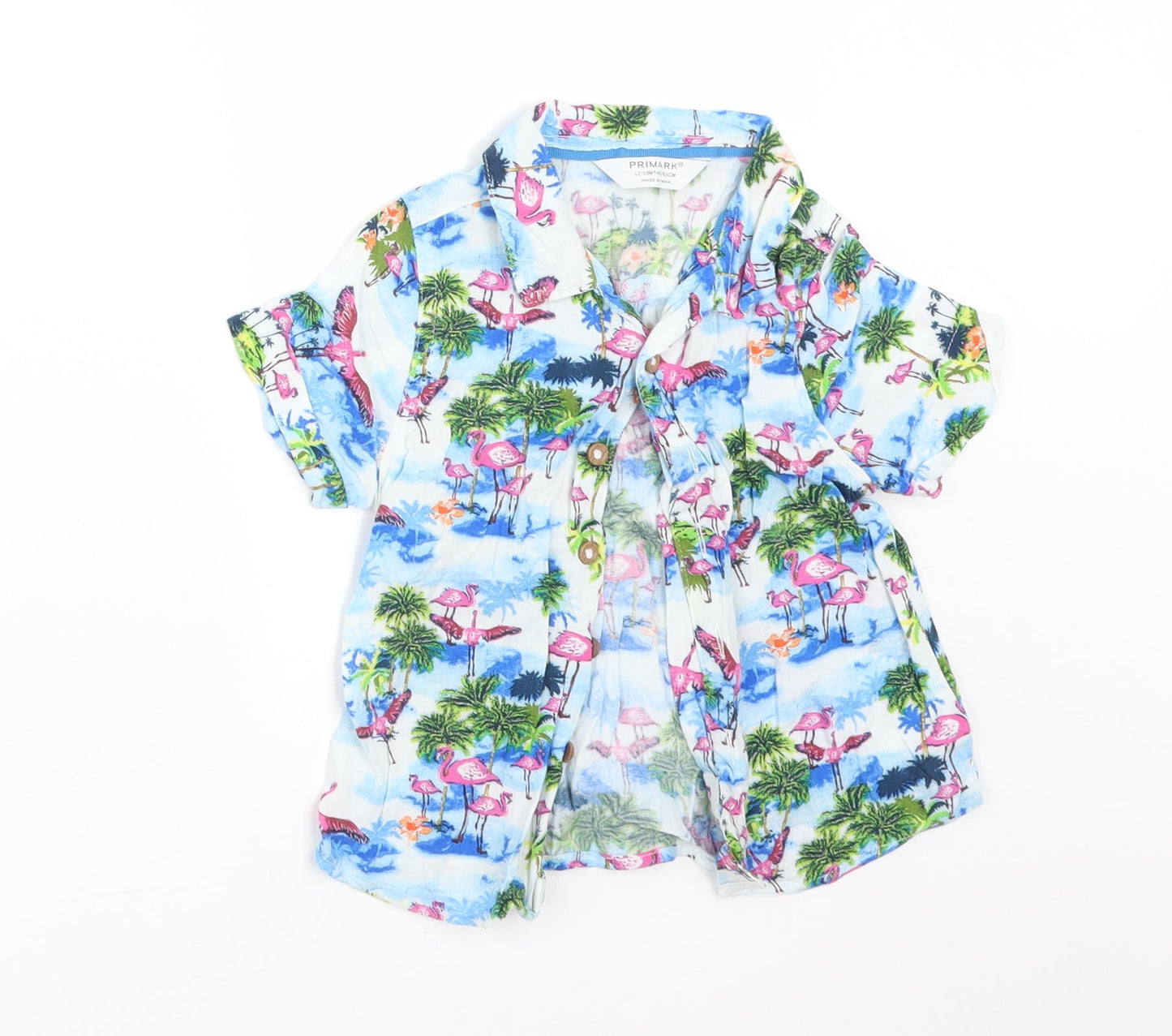 Primark Baby Multicoloured  Viscose Basic Button-Up Size 12-18 Months Collared  - FLAMINGO BEACH
