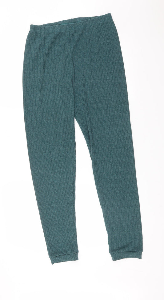 Preworn Womens Grey Striped Polyester Jogger Trousers Size L L30 in Regular