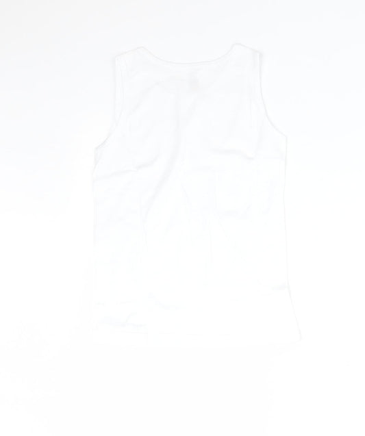 BACK TO SCHOOL Boys White  Cotton Basic Tank Size 6-7 Years Round Neck