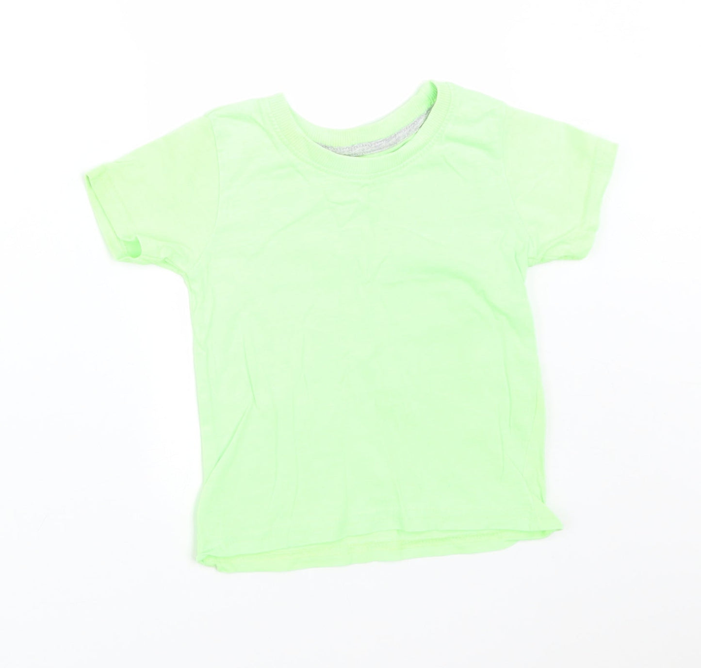 Primark Boys Green  Cotton Basic T-Shirt Size 12-18 Months Round Neck