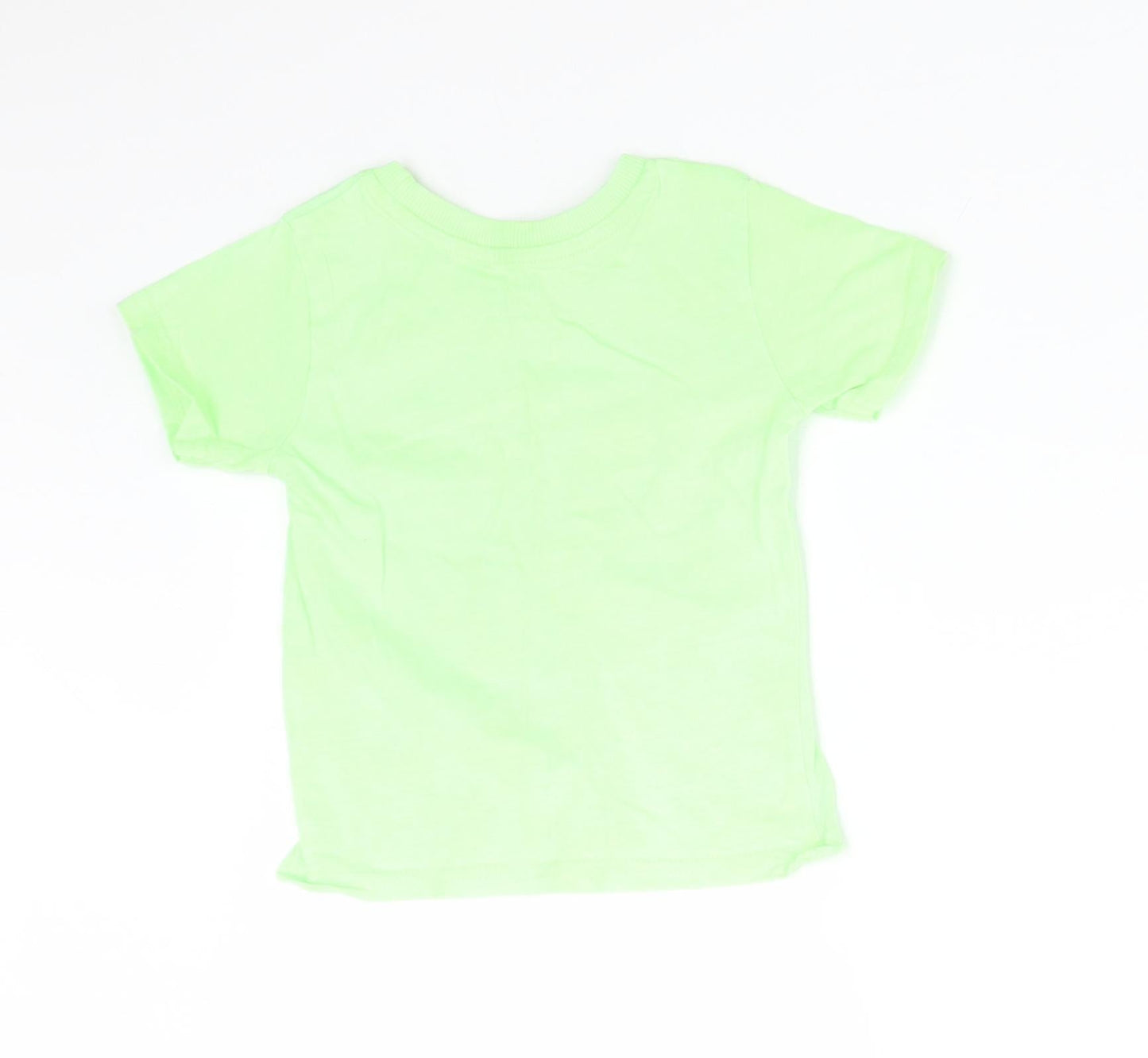 Primark Boys Green  Cotton Basic T-Shirt Size 12-18 Months Round Neck