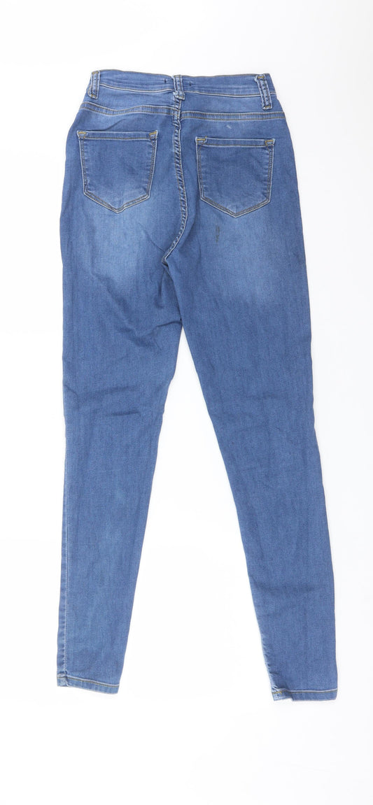 Boohoo Womens Blue  Cotton Skinny Jeans Size 8 L28 in Regular