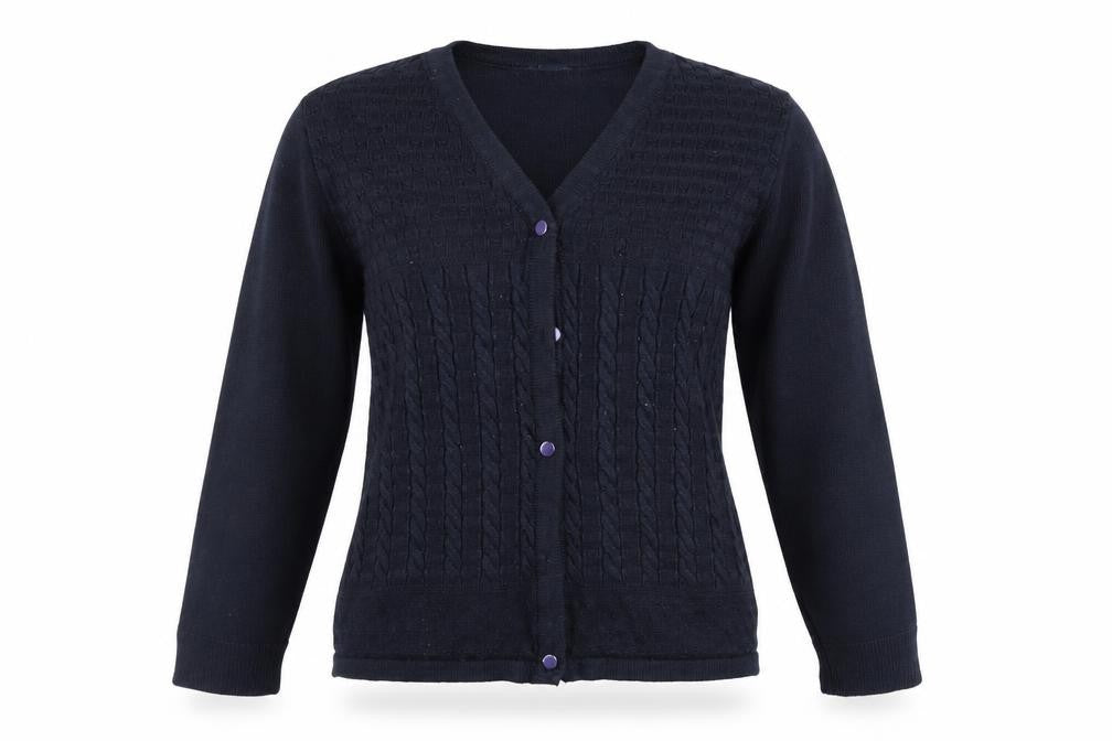 EWM Womens Blue Round Neck  Acrylic Cardigan Jumper Size 10