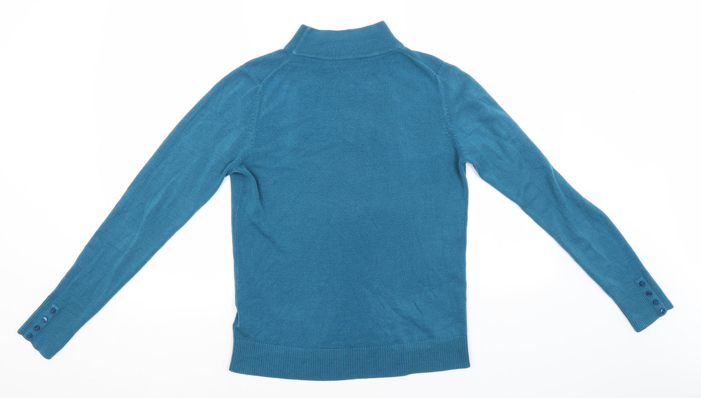 Marks and Spencer Womens Blue Roll Neck  Acrylic Pullover Jumper Size 12