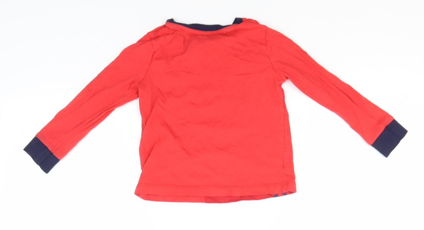 George Boys Red  Cotton Basic T-Shirt Size 2-3 Years Round Neck  - Dinosaur