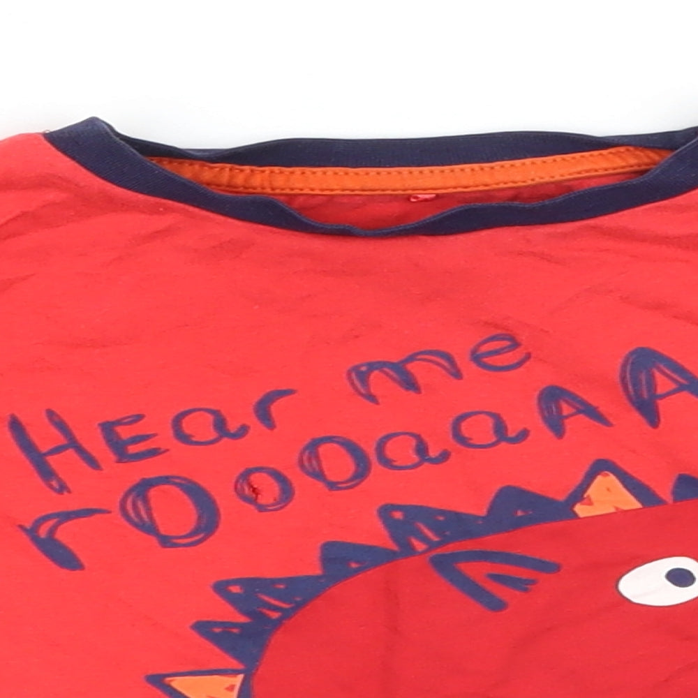 George Boys Red  Cotton Basic T-Shirt Size 2-3 Years Round Neck  - Dinosaur