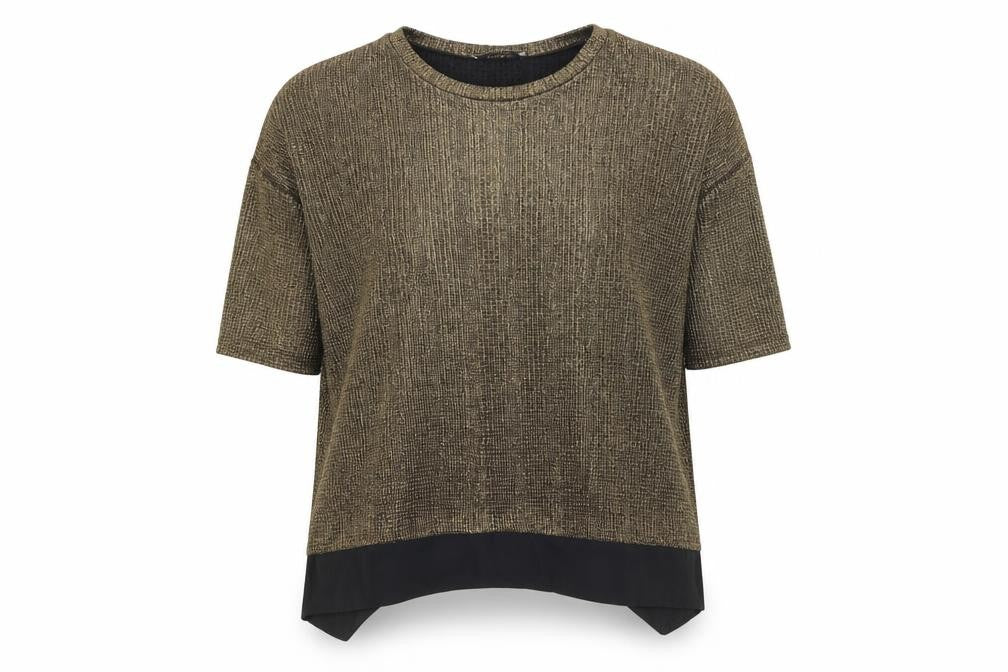 Oasis Womens Gold  Polyester Basic T-Shirt Size M Round Neck