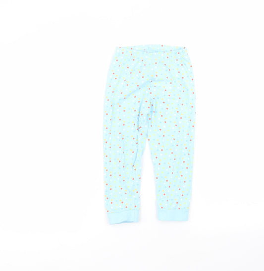 easter Girls Blue Polka Dot Cotton Sweatpants Trousers Size 3-4 Years  Regular