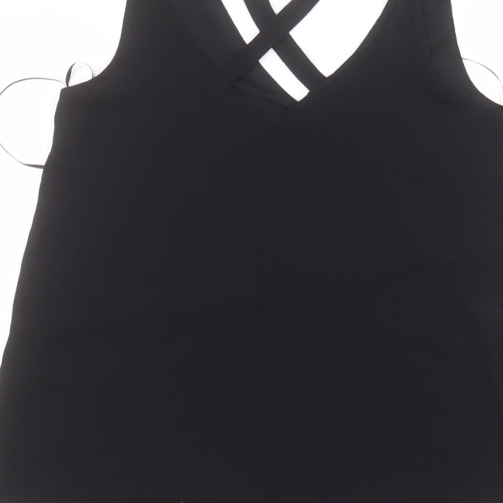 Select Womens Black  Polyester Basic Blouse Size 12 V-Neck