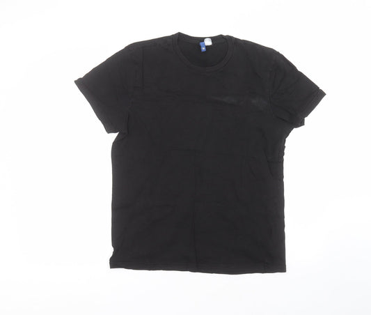 H&M Womens Black  Cotton Basic T-Shirt Size M Round Neck