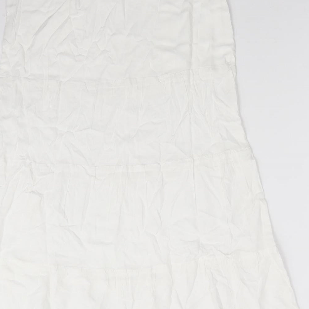 Esmee Womens White  Viscose A-Line  Size 8  Round Neck