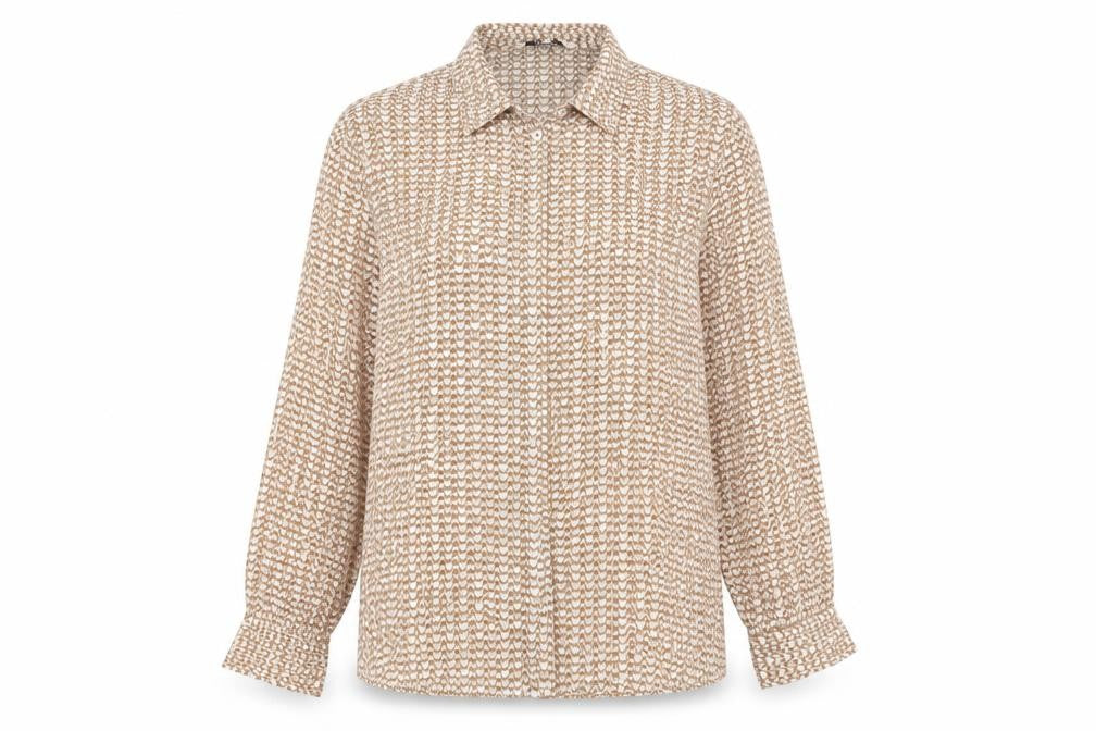 Sandwich Womens Beige Geometric Viscose Basic Button-Up Size 8 Collared
