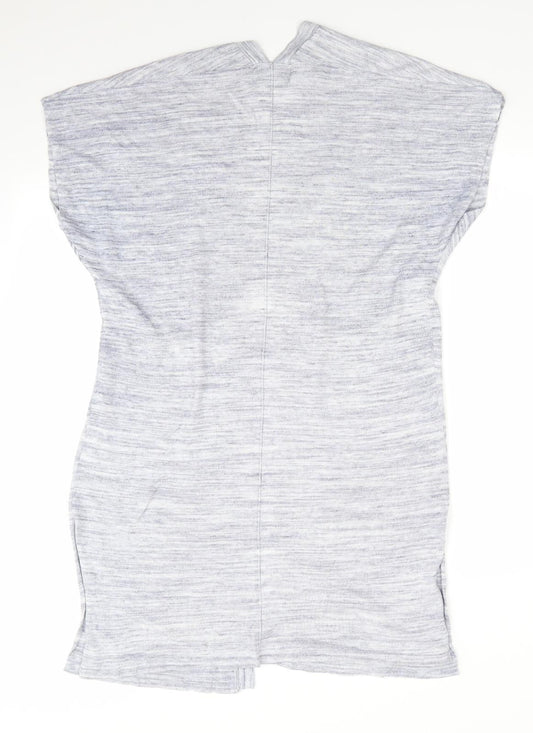 NEXT Womens Blue V-Neck  Cotton Cardigan Jumper Size 6   - Vented Side Hems Longline Cardigan