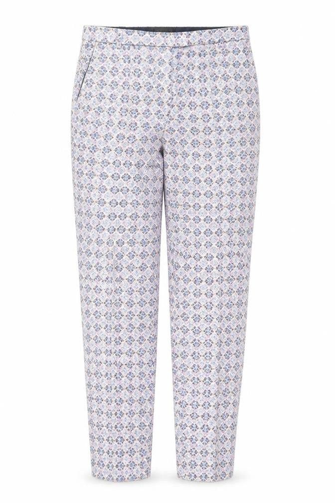Topshop Womens Blue Geometric Cotton Trousers  Size 10 L27 in Regular