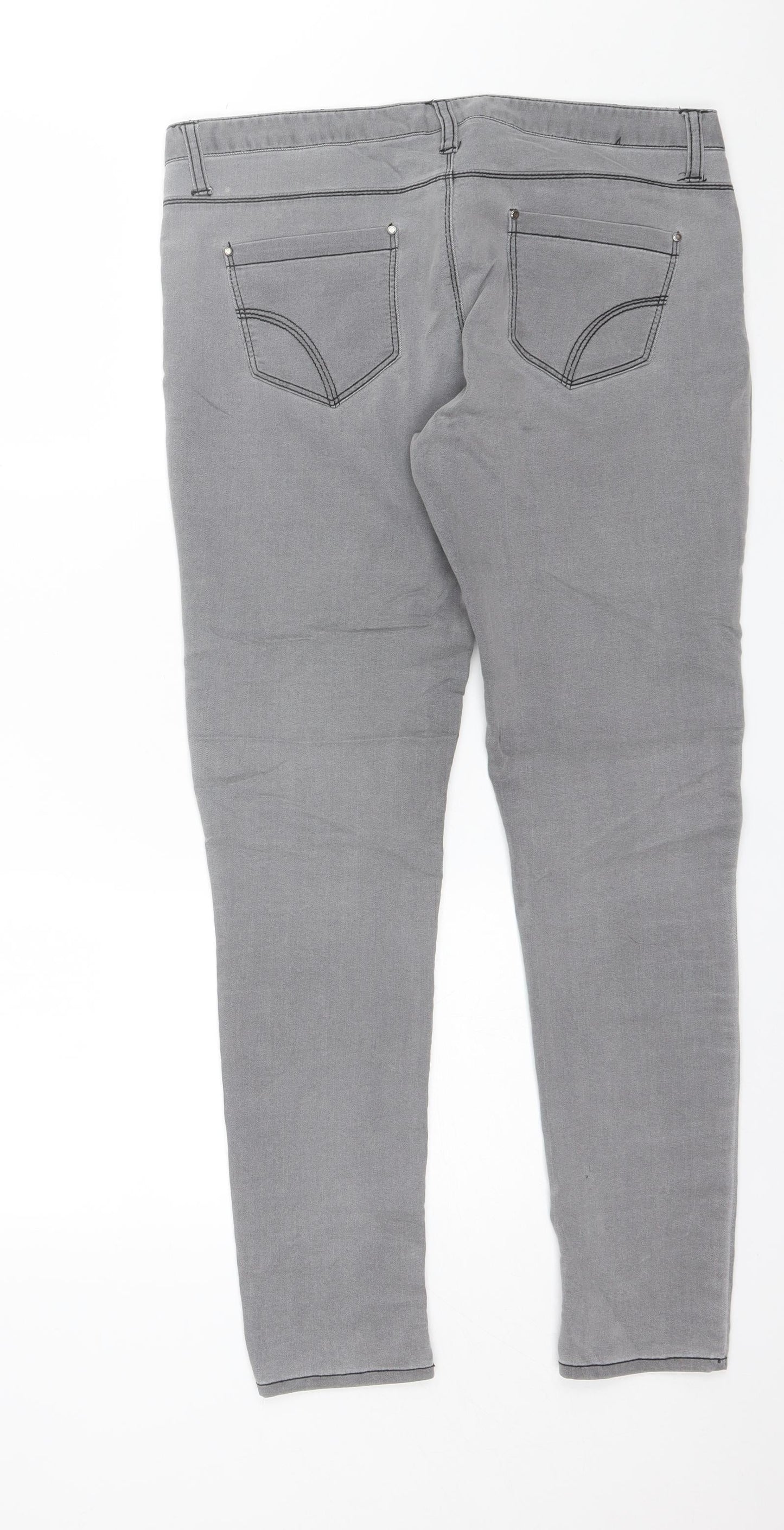 Denim CO. Womens Grey  Cotton Skinny Jeans Size 14 L28 in Regular