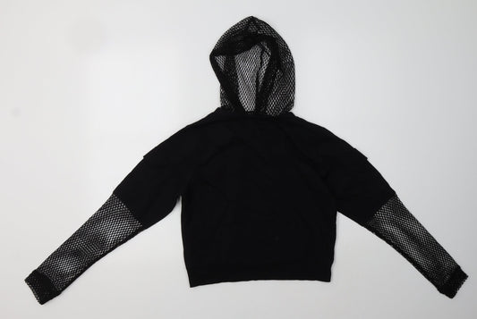 Select Womens Black  Cotton Pullover Hoodie Size XS