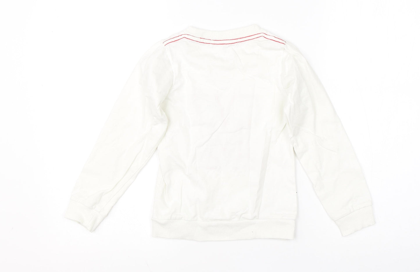 Preworn Boys White Round Neck  Cotton Pullover Jumper Size S