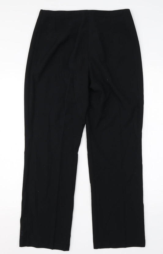 M&S Womens Black  Viscose Dress Pants Trousers Size 12 L26 in Regular