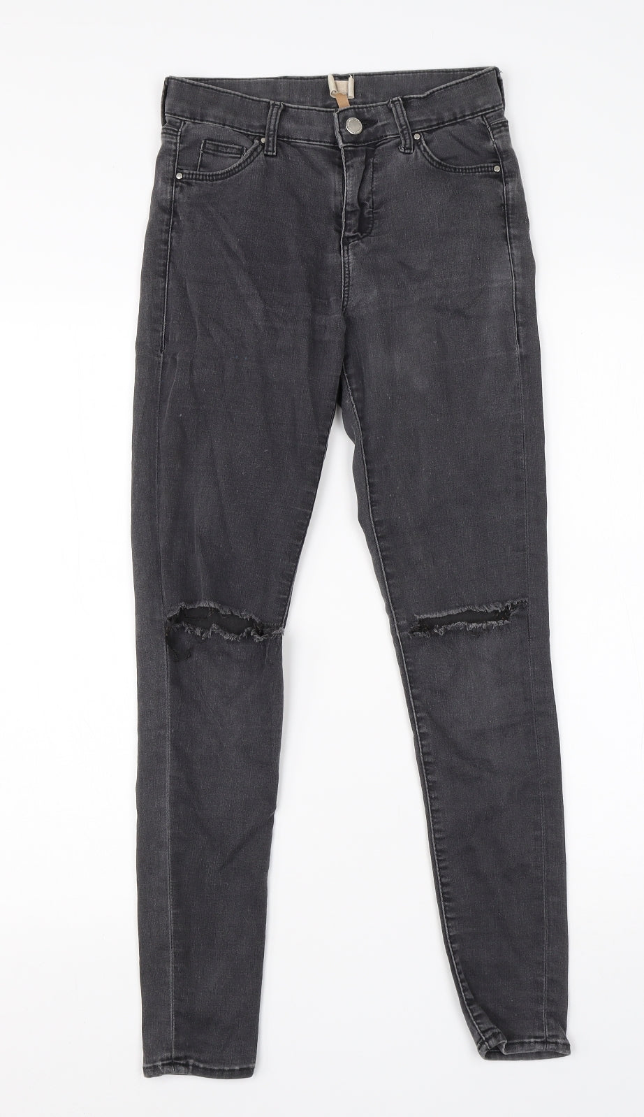 Topshop Womens Grey  Cotton Skinny Jeans Size 25 in L25 in Regular