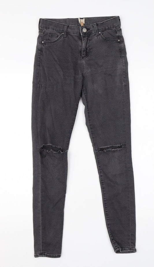 Topshop Womens Grey  Cotton Skinny Jeans Size 25 in L25 in Regular