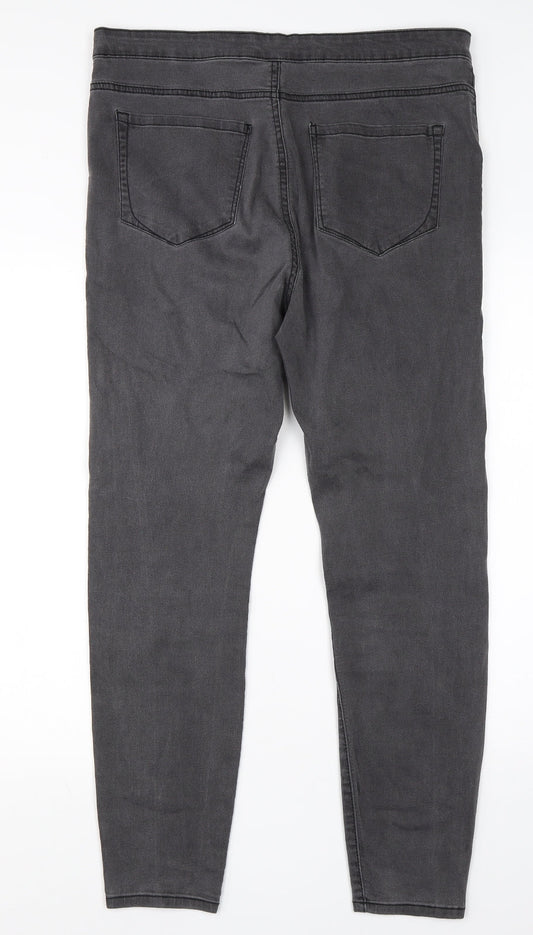 Preworn Womens Grey  Cotton Skinny Jeans Size 35 in L26 in Regular