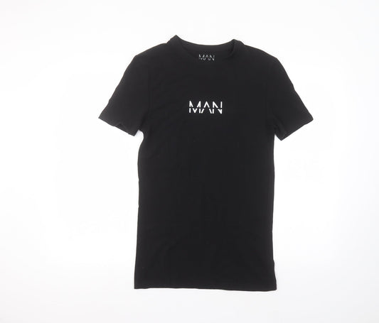 Boohoo Womens Black  Cotton Basic T-Shirt Size XS Round Neck