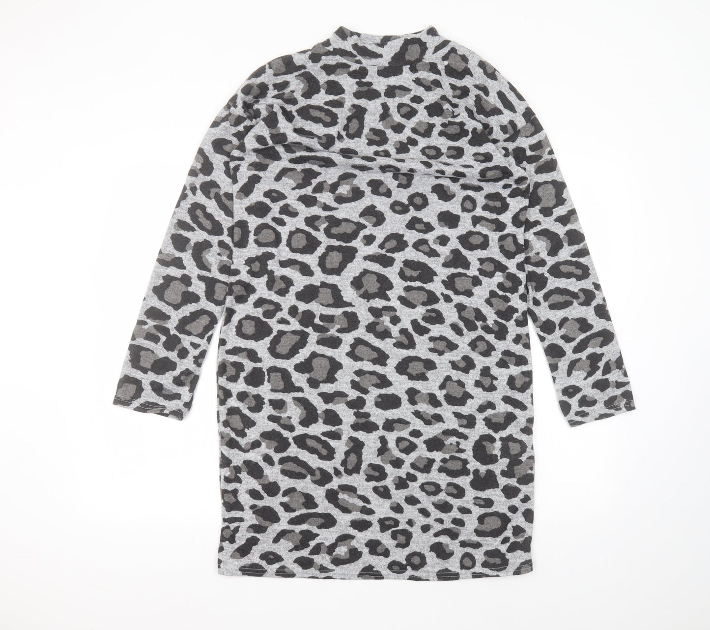 Peacocks Womens Grey Animal Print Polyester A-Line  Size 12  Round Neck