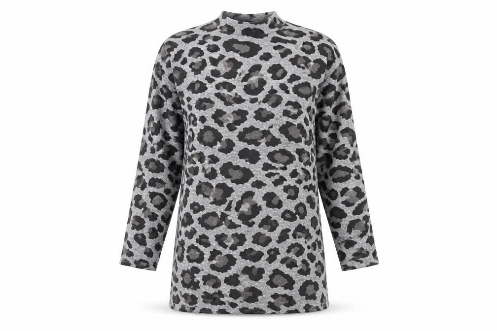 Peacocks Womens Grey Animal Print Polyester A-Line  Size 12  Round Neck